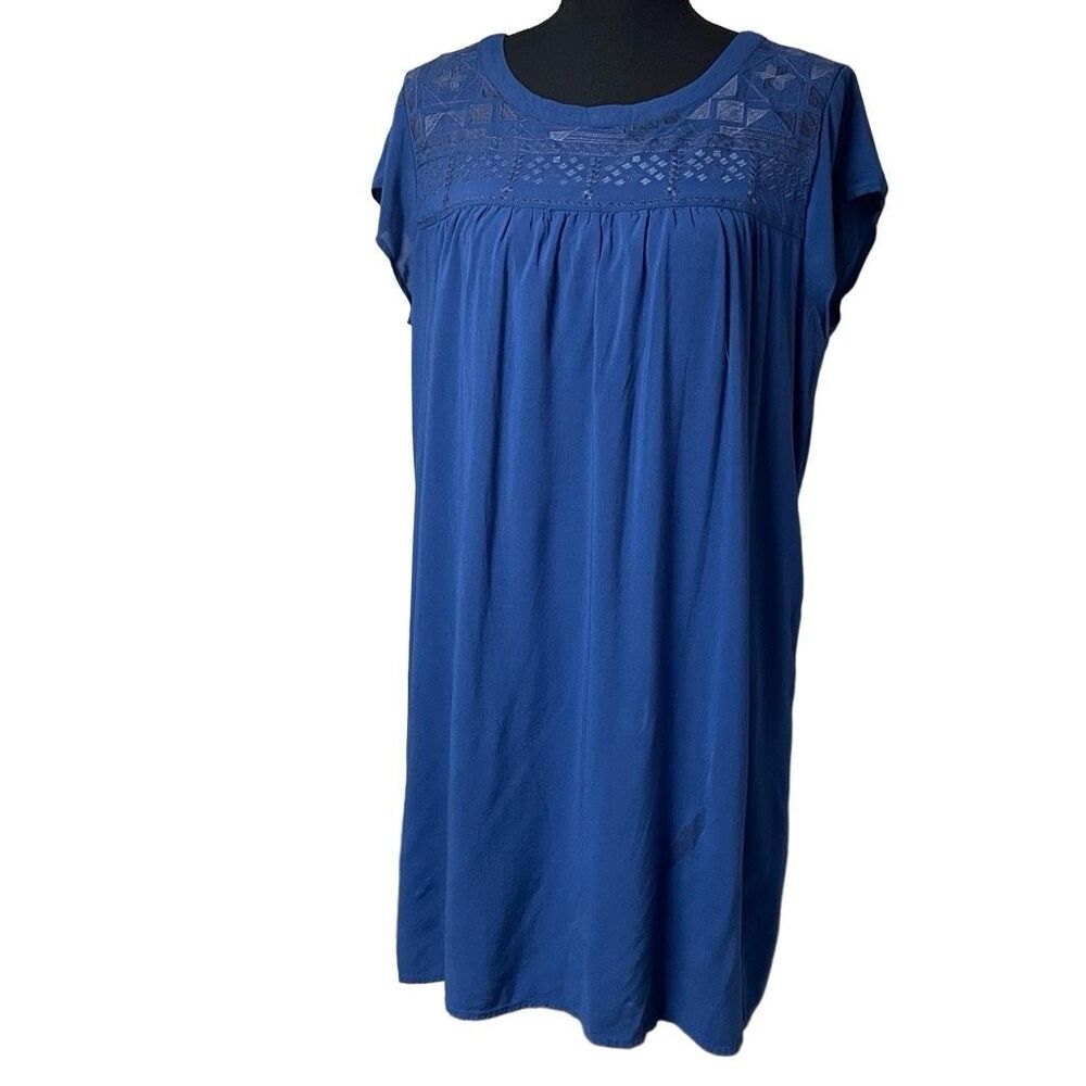Xhilaration Deep Blue Embroidered Cap Sleeve Top